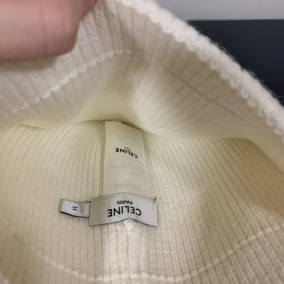 Celine Winter White Ribbed Knit Beanie (NWOT) - Picture 2 of 2